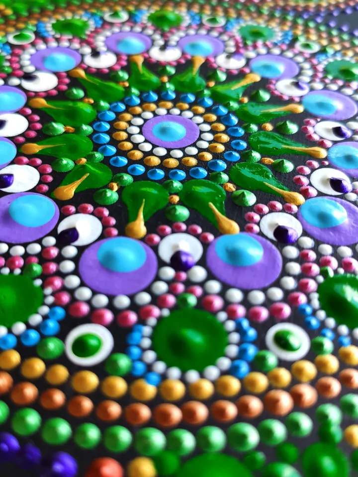 Sea Turtle Dot Art Original Painting Acrylic Dotted Art 20 by 20 cm / 8 by 8 ''