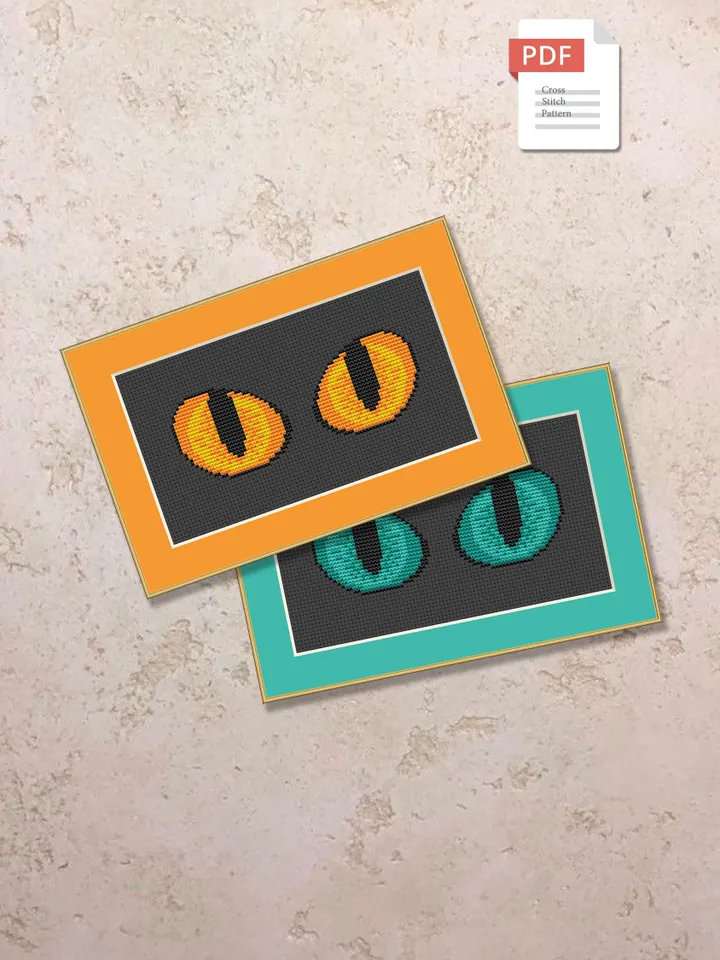 Cat's Eyes Cross Stitch Pattern, Cat Cross Stitch Pattern, Embroidery Cat, Animal Cross Stitch Pattern, Modern Cross Stitch Pattern #cat004