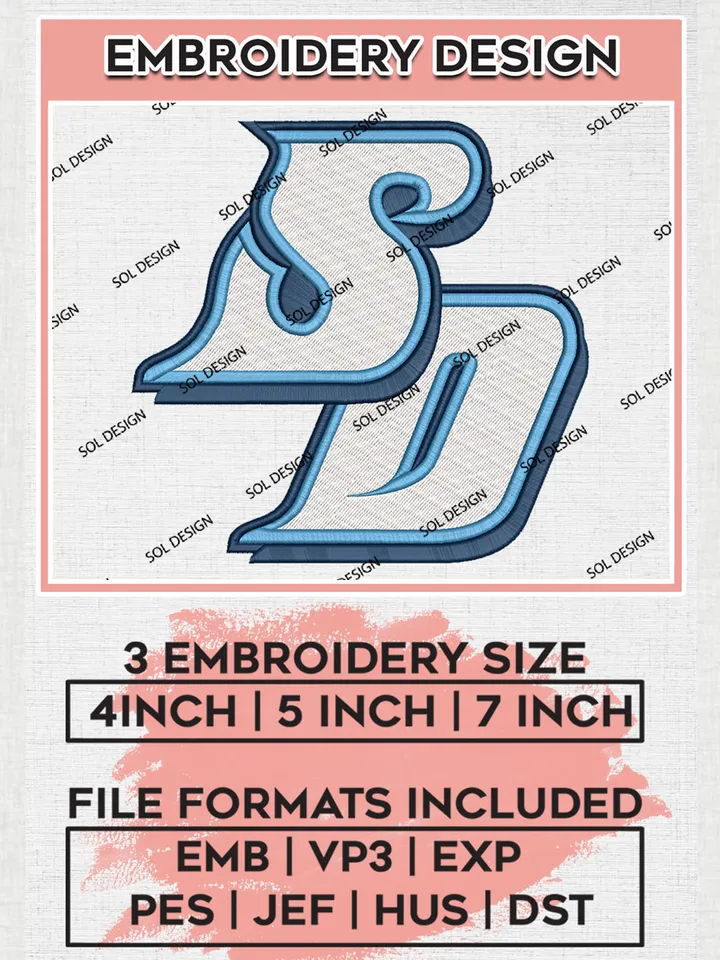 San Diego Toreros Logo Machine Embroidery Design, NCAA SD Toreros Team Embroidery Design Design files, NCAA Team Embroidery Designs, NCAA Machine Embroidery Designs, Digital Download