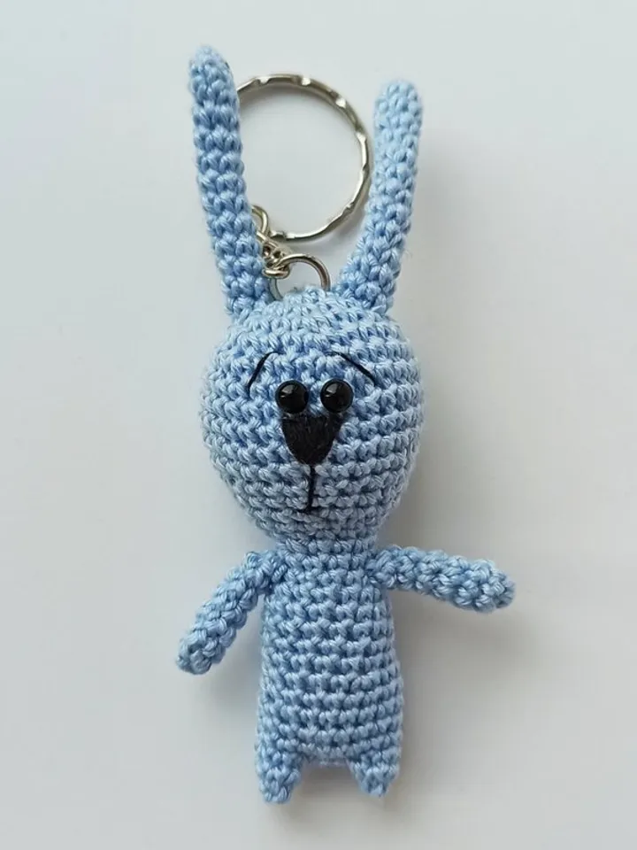 Crochet keychain bunny, cute charm for bag, rabbit symbol year, Xmas gift