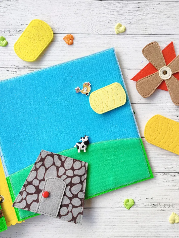 Farm Animals Quiet book pattern, Felt activity book pattern pdf, DYI Quiet book sewing for kids 2, 3, 4year old, Baby soft book tutorial