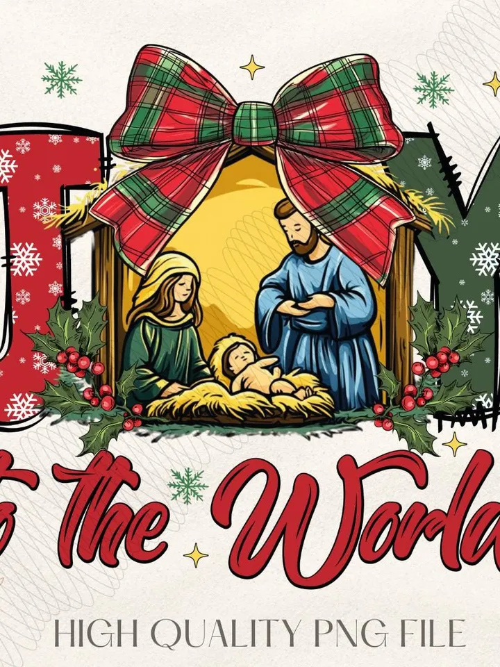 Christian Christmas Png, Joy To The World Png, Coquette Jesus Christmas Png, Baby Jesus Png, Bible Verse Png, Nativity Png, Oh Holy Night