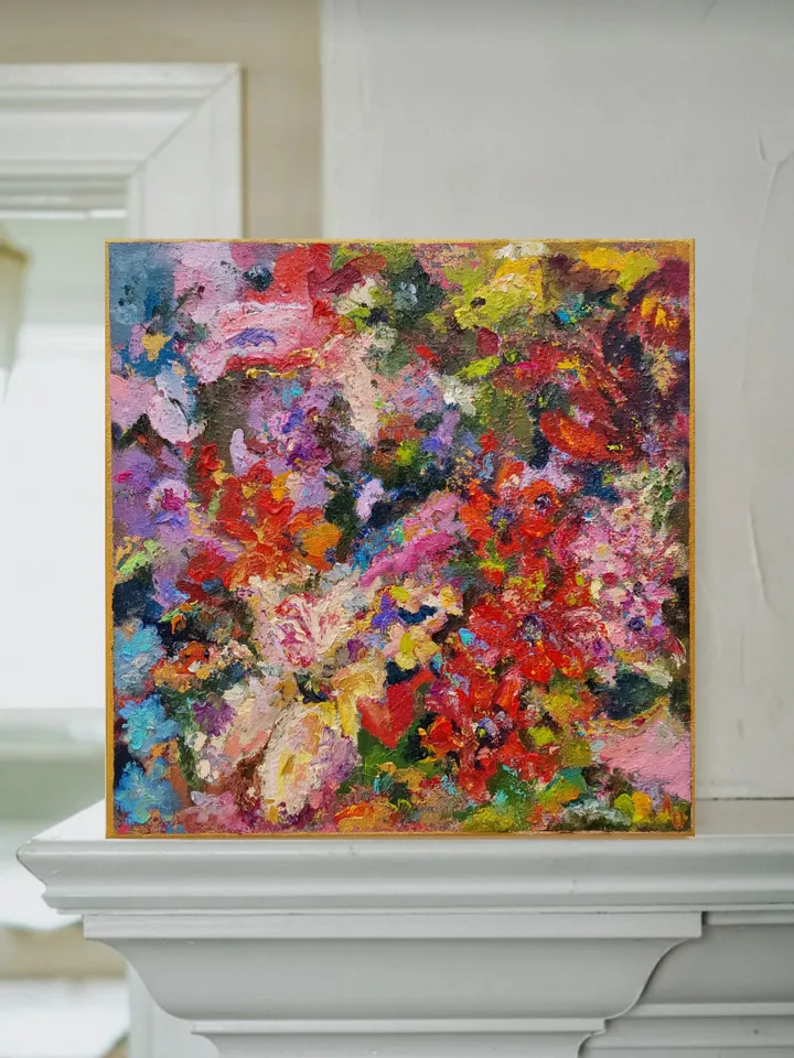 "Still life.Flower fireworks" oil painting on canvas 50x50cm (20x20inch)
