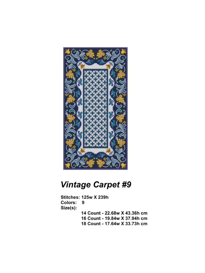 Carpet 09 Antique Needlepoint Rug Cross Stitch Pattern PDF