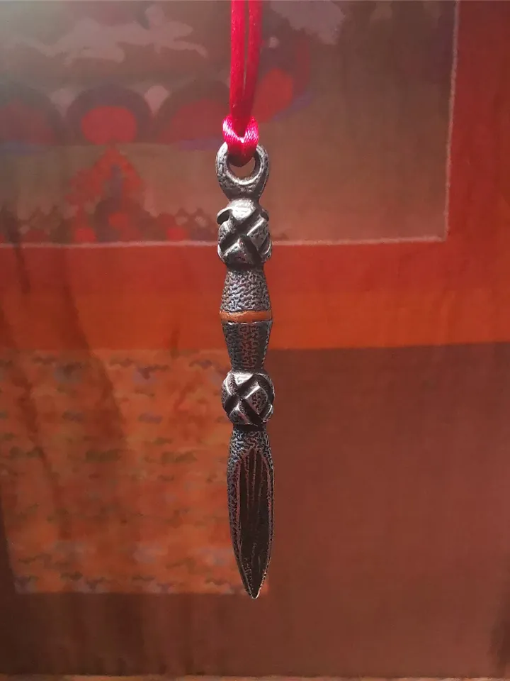 Gandhanra Handmade Tibetan Amulet ,Kila(Dorje Phurba) , Trantic Buddhism Ritual Implement Pendant,Made of Cold Iron,2.56"