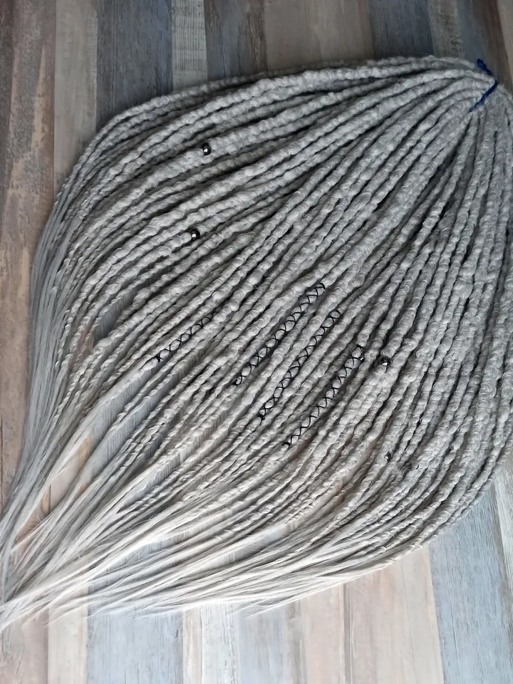 Silver Dreadlock Extensions Ash Blonde Gray Synthetic Crochet Dreads Full Set Single Double Ended DE SE Festival Party Style