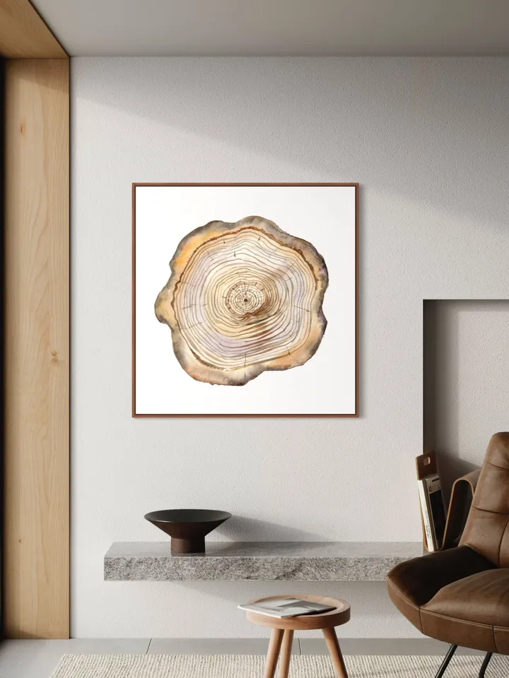 Tree Stump Print Tree Ring Watercolor Wall Art Wood Cut Art Forest Decor Tree Ring Painting Scandinavian Print Minimalist Poster Watercolor