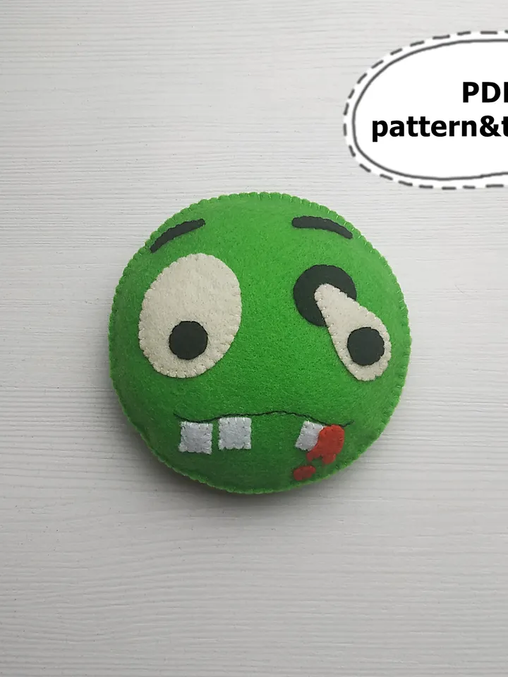 Halloween zombie pattern, Halloween pattern, felt pattern, zombie sewing pattern, zombie ornament, felt zombie pattern, Halloween décor, Halloween gift, Halloween plush zombie, plush zombie toy