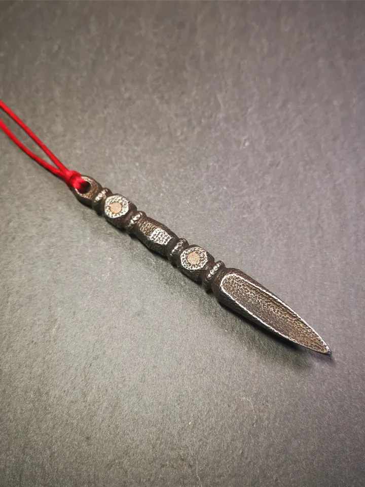 Gandhanra Handmade Tibetan Amulet ,Kila(Dorje Phurba) , Trantic Buddhism Ritual Implement Pendant,Made of Cold Iron,4.0"