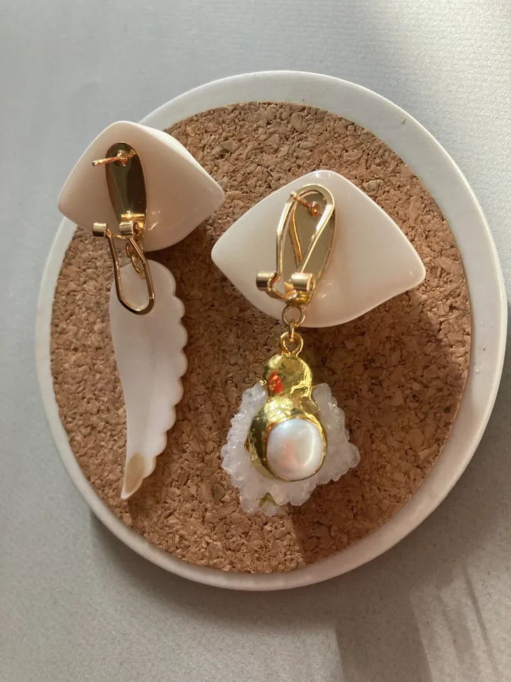 Earrings English biscuit porcelain