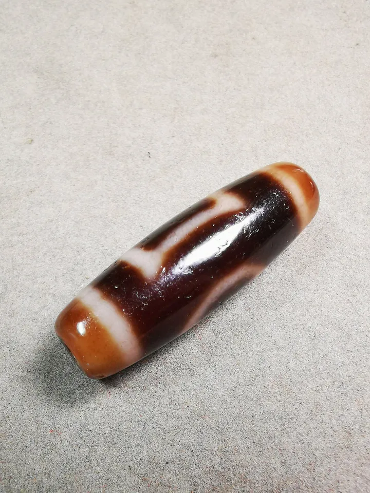 Gandhanra Tibetan Heaven & Earth Dzi Bead,Tibetan Chung,Protective Amulet,Small Size 38*12 mm