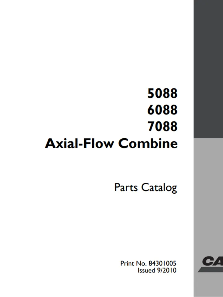 Case IH 5088, 6088, 7088 Axial Flow Combine Repair Parts Manual