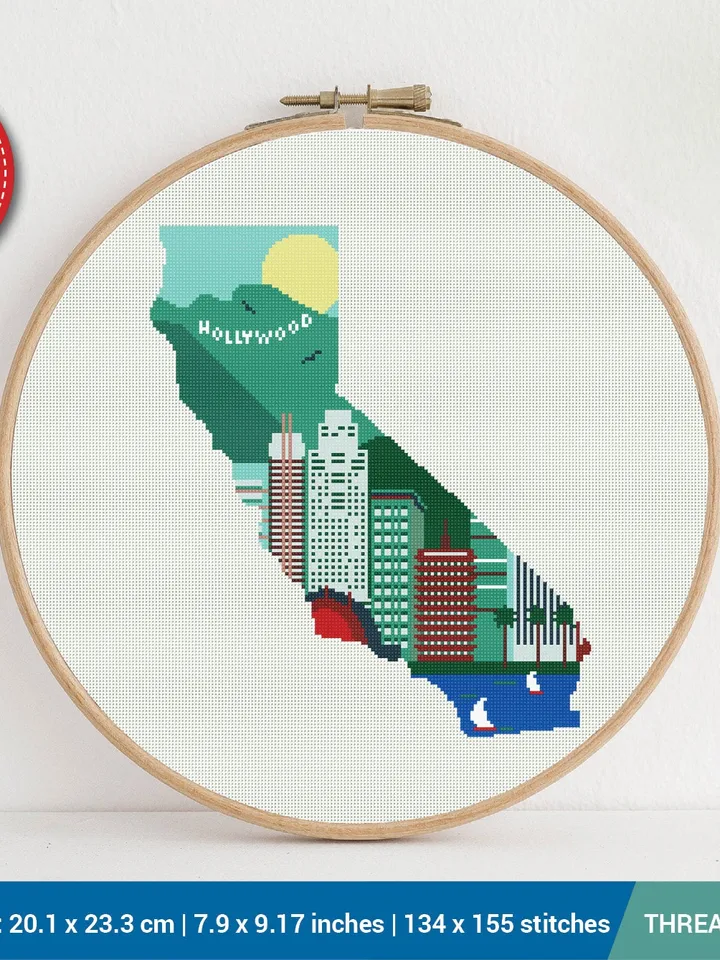 California State Silhouette Cross stitch pattern | Embroidery Pattern | Instant Download | Embroidery Designs