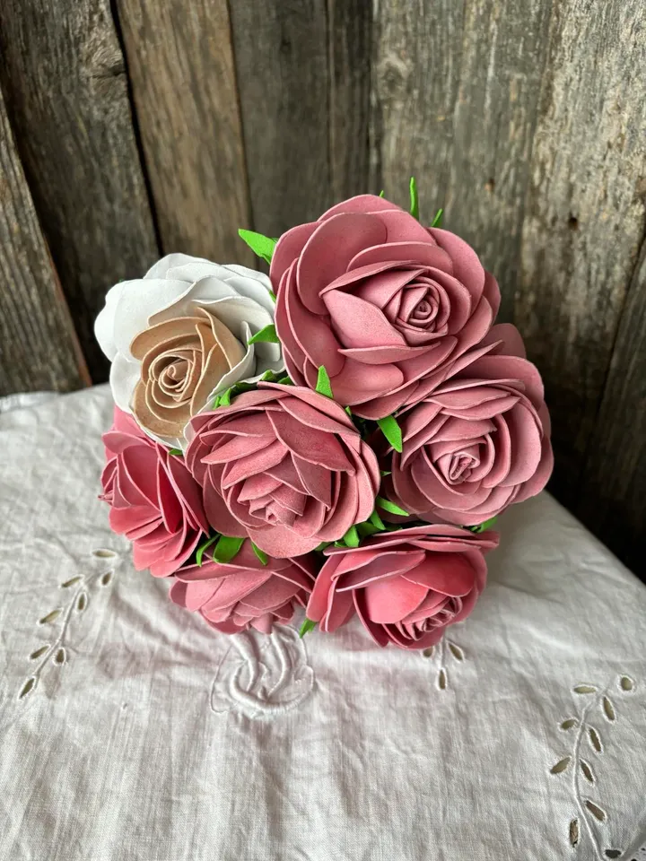 Elegant Handmade Rose Bouquet in Paper Pot - Perfect Gift. Home decor indoor
