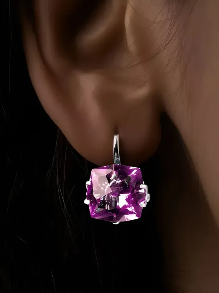 Women's earrings silver 925 with large tourmaline