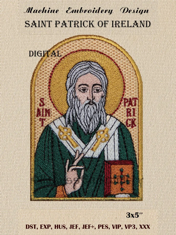 Saint Patrick Of Ireland embroidery design