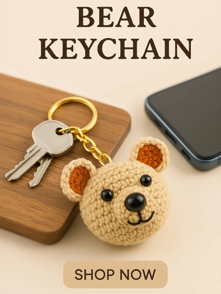 Crochet Charm Set PDF Bundle – 5 Cute Amigurumi Patterns: Pumpkin, Flower, Bear, Bag & Clover DIY Designs