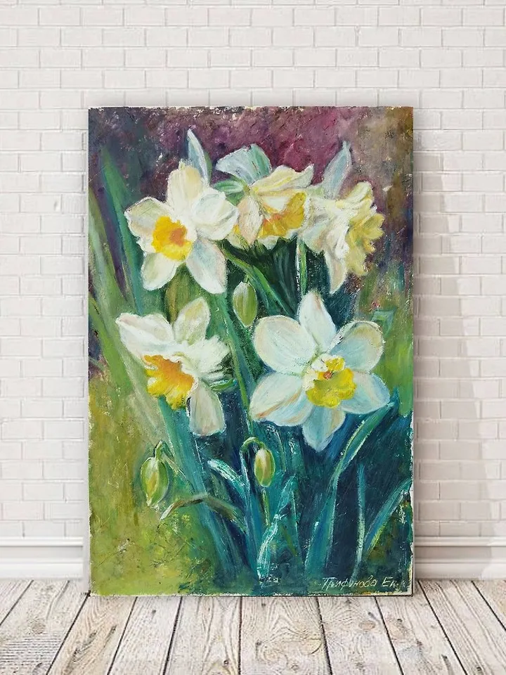 Bouquet of flowers original oil painting on canvas
