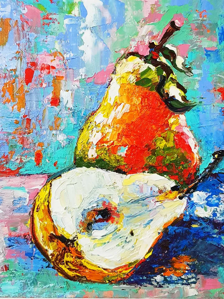 Juicy pears oil painting