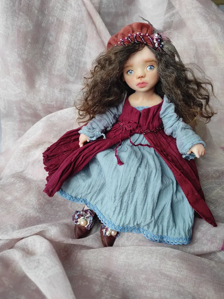 Handmade collectible doll. Doll in Venetian style. Snow White.