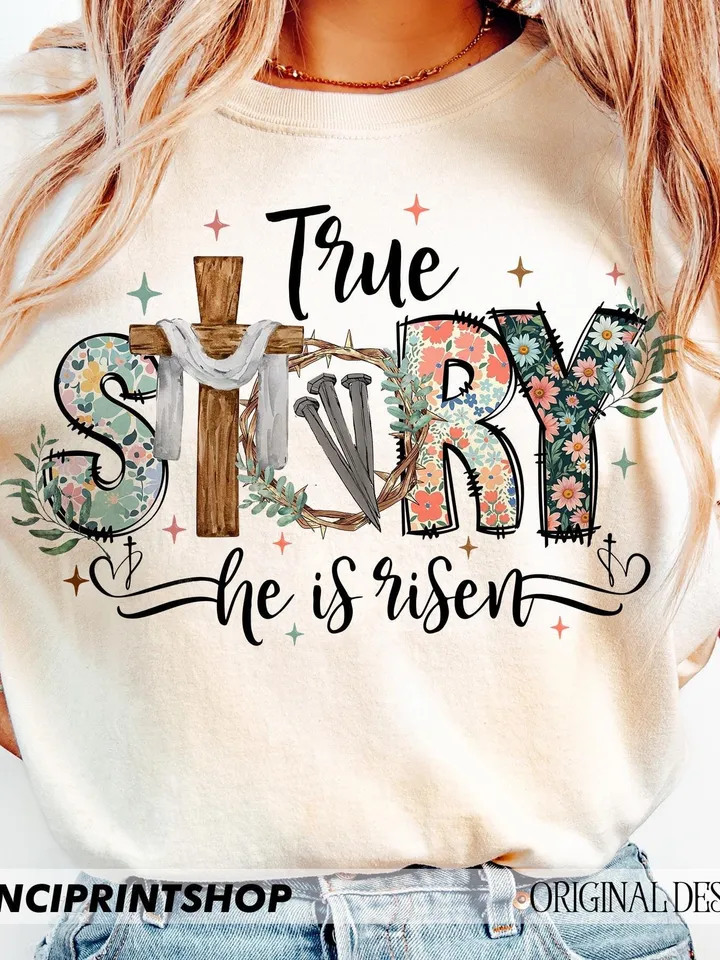 True story he is risen png, Easter Christian png, Retro Easter png, Bible Verse png, Easter png, Jesus Christian png, Religious png design