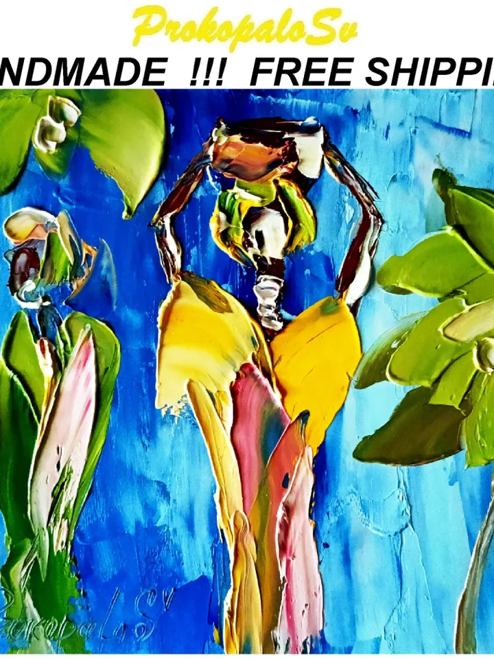 African  Painting women Original Art Signed oil painting Christmas Gifts African women Wall Art Small Impasto Oil Painting by ArtProkopaloSv