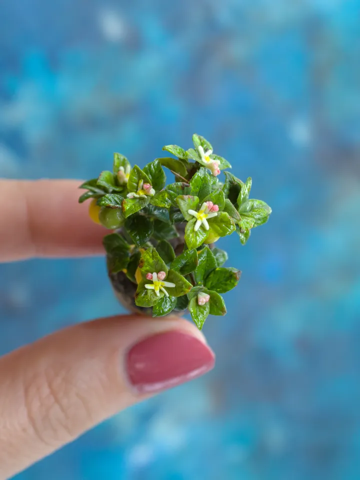 MINIATURE Lemon tree in a ceramic pot | Dollhouse miniatures
