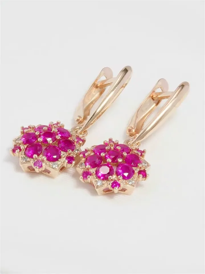Women's earrings silver 925 with spinel and cubic zirconia
