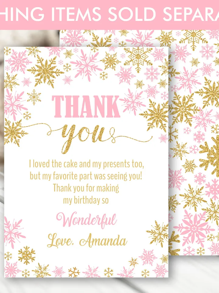 Winter Onederland Invitation Girl 1st Birthday Invitation, Winter Wonderland Birthday Invitation, Pink Gold Snowflake Editable Template