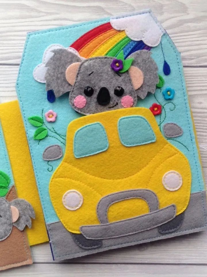 Koala Quiet book Pattern PDF, Felt activity book pattern, Baby Soft book template, Quiet book sewing ideas for toddler
