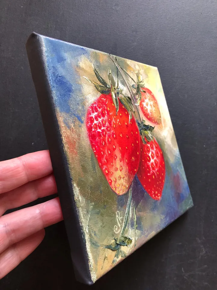 Fruits Original Painting Oil Still Life Strawberry Painting