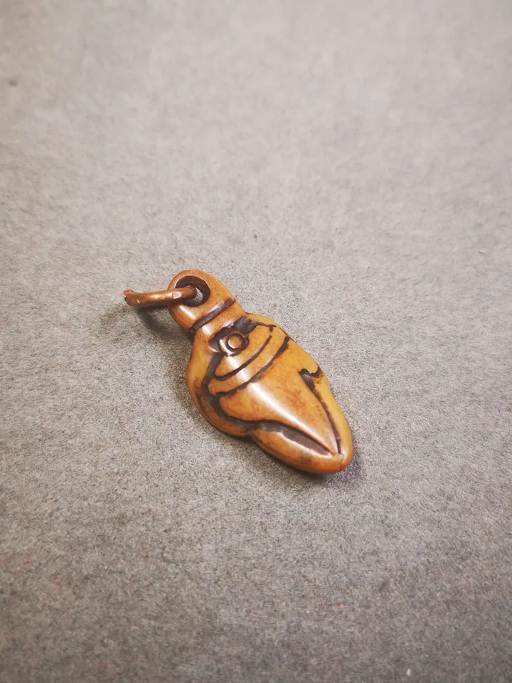 Gandhanra Hand Carved Tibetan Yak Bone Amulet,Shankha,Conch Pendant for Mala,Prayer Beads,Necklace