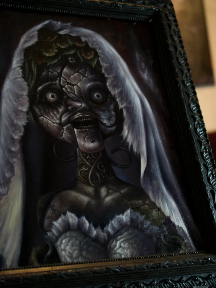Original oil painting Resident Evil Angie with a frame
