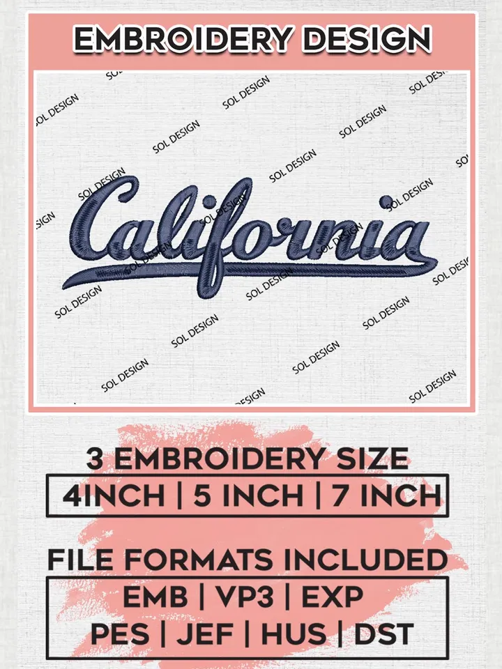 NCAA California Team Word Logo Embroidery Design Files, NCAA California Golden Bears Machine Embroidery, NCAA Teams, 3 sizes, NCAA Machine embroidery designs, Digital Download