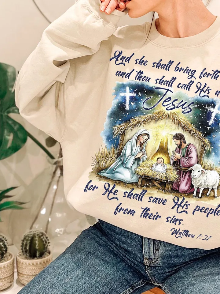 Jesus Christmas PNG, She Shall Bring Forth a Son PNG, O Come Let Us Adore Him, Nativity Scene PNG, Christian Christmas Png, Coquette bow png