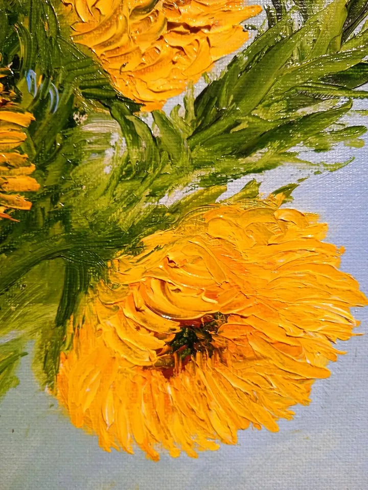 Oil Painting Bright Flowers Chamomile Sunflowers Impasto Art Miniature 20x30 cm