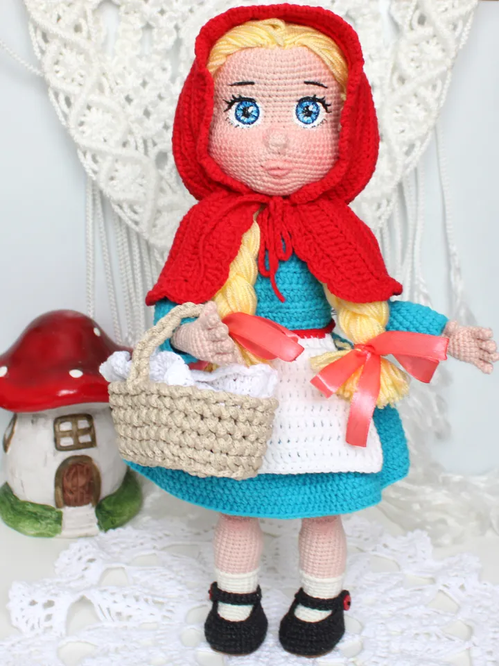 Little Red Riding Hood doll crochet pattern PDF in English Amigurumi doll Crochet tutorial