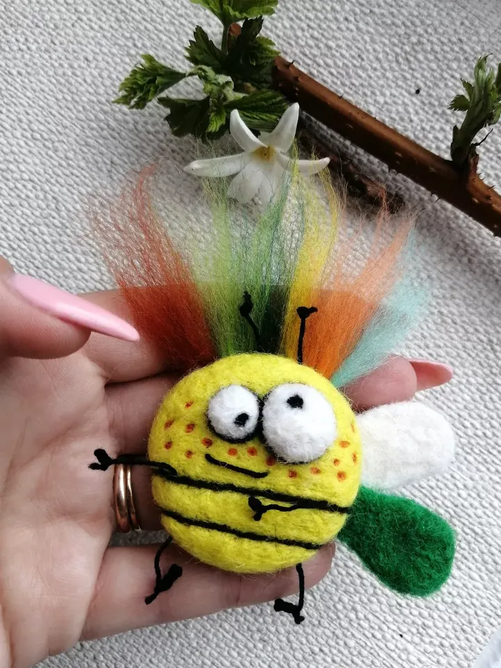 Women's original brooch in a handmade gift box. Sunny summer decoration for girls
