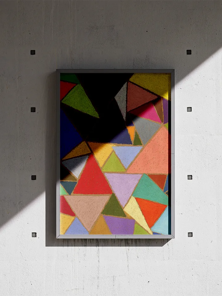 Printable pattern Abstract colored triangles, Large poster, Digital file, Home decor, Color oil pastel painting