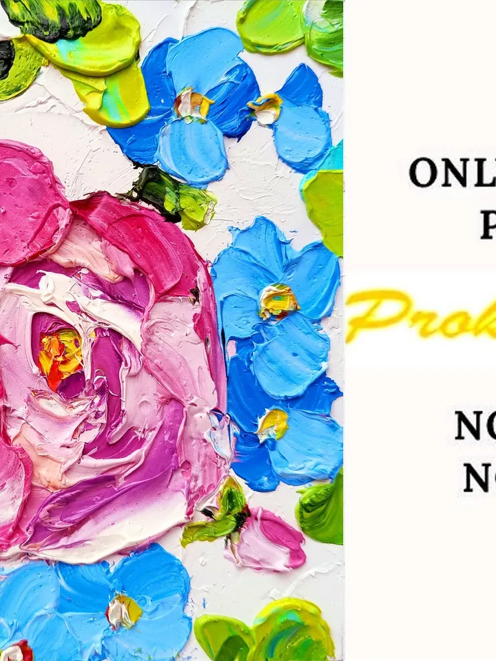 Peony Painting Floral Original Art Impasto Oil Painting Flower Small Wall Art by ArtProkopaloSv