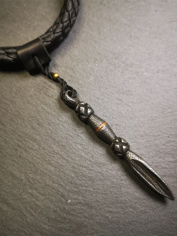Gandhanra Handmade Tibetan Amulet ,Kila(Dorje Phurba) , Trantic Buddhism Ritual Implement Pendant,Made of Cold Iron,2.56"