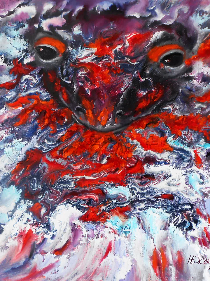 Abstract Animal paintings on Canvas, Salamander Art