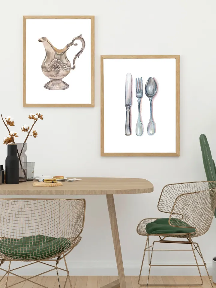 Kitchen Wall Art, Kitchen Art Print, Fork And Spoon ,Kitchen Poster Print, Art For Kitchen, Cooking Art, Kitchen Vintage, Restaurant Poster