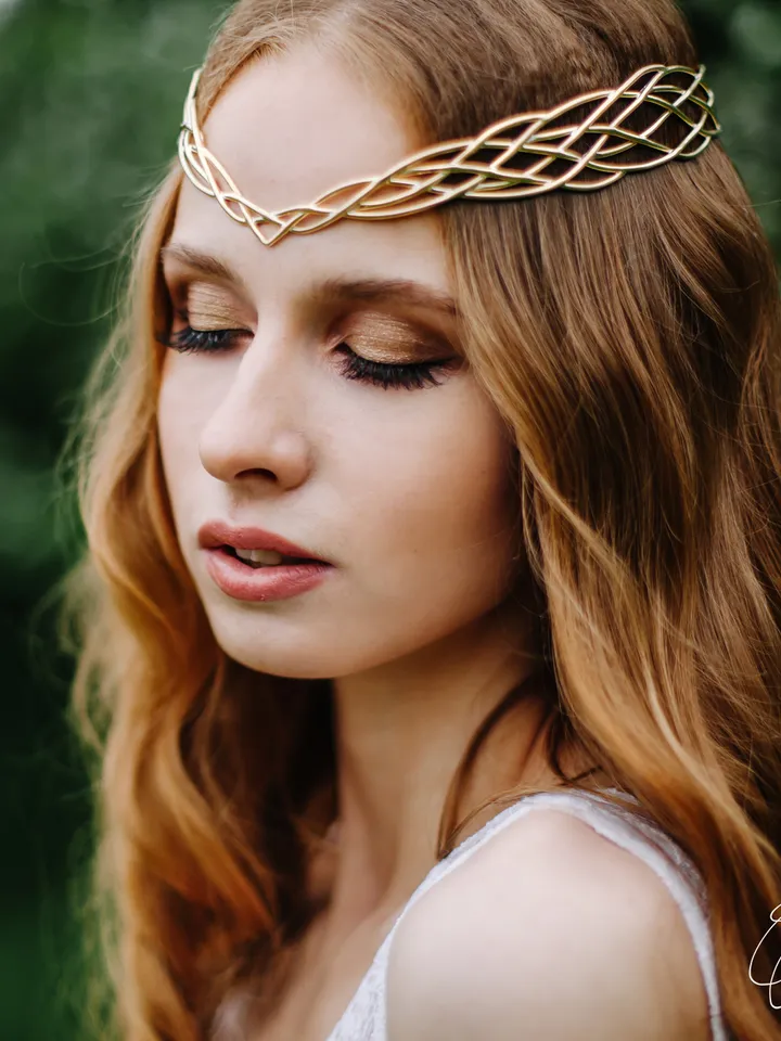 Wedding diadem Bridal Elven Tiara Elven bridal hair vine Wedding Headpiece bridal headband fantasy fairy Tiara Louise