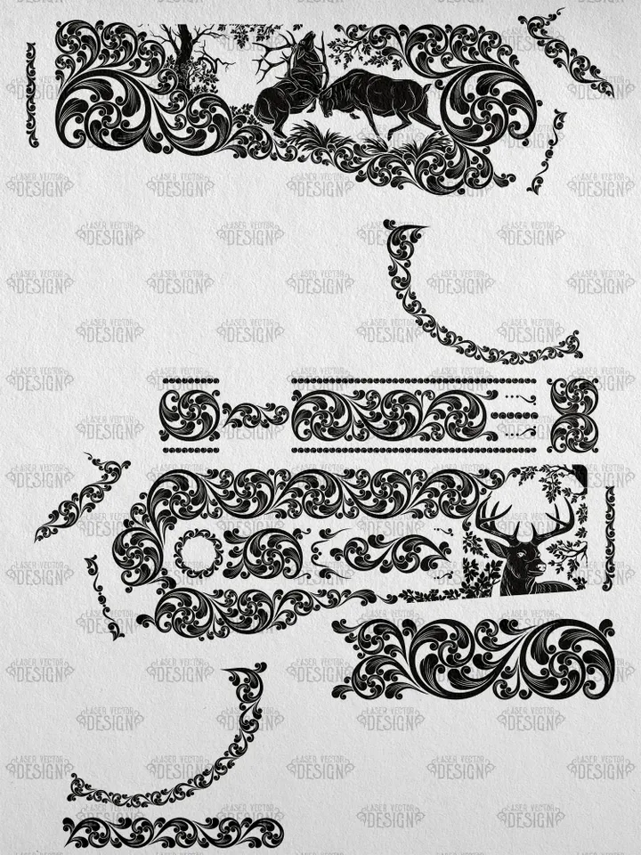 VECTOR DESIGN Winchester 1886 Deers and scrolls