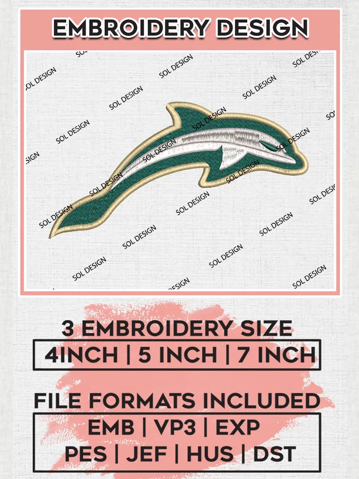Jacksonville Dolphins Embroidery Designs, NCAA Logo Embroidery Files, NCAA Jacksonville Dolphins Logo, NCAA Embroidery Designs, Machine Embroidery Designs, Digital Download