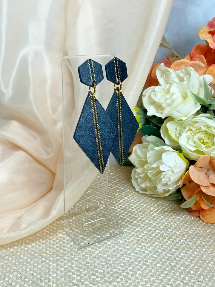 Handmade matte black earrings.