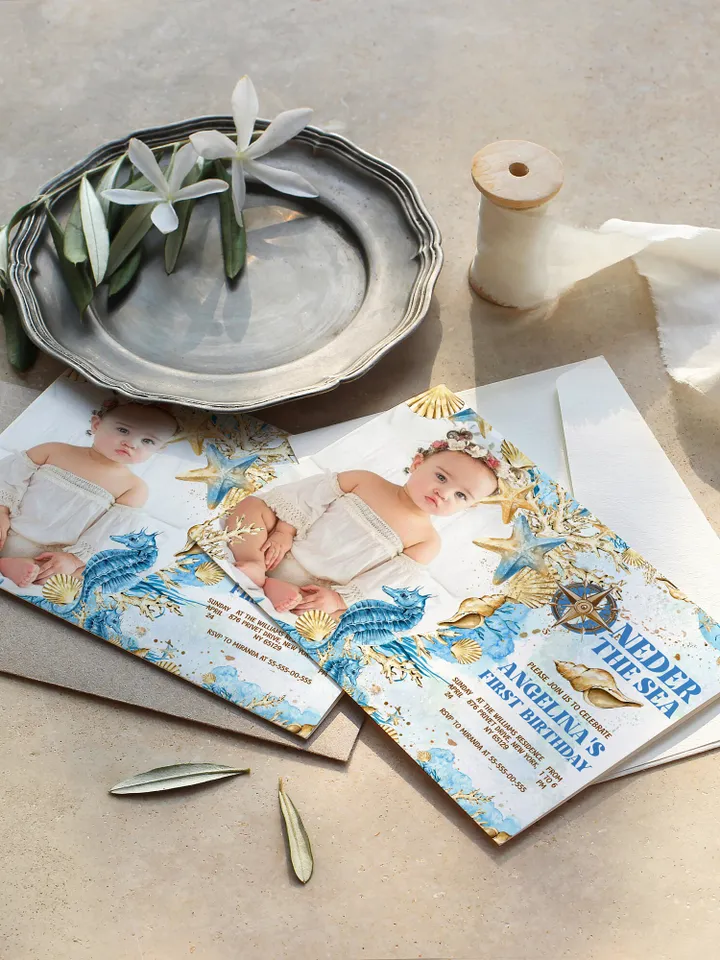 Editable ONEder the Sea First Birthday Invitation; Under the Sea Party; Ocean Party Birthday Template Instant Download; SE1
