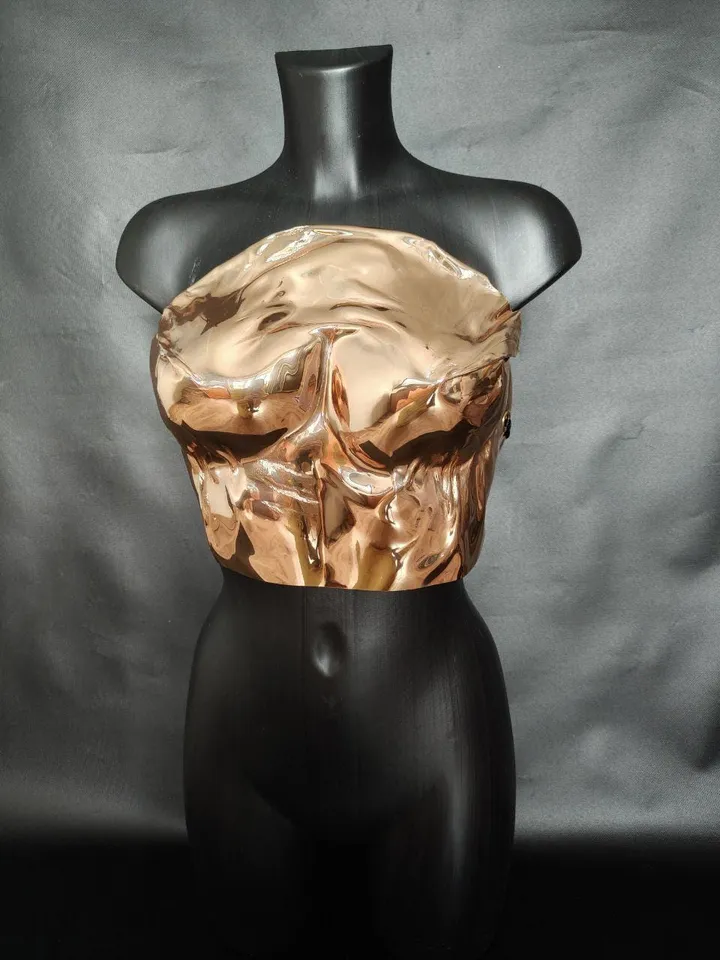 Golden corset, mirror corset, mirror armor, gold bra, bra, linen, burning man, gold plate, mirror bra, golden top