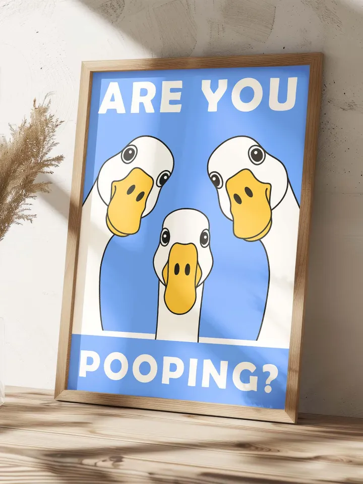 Funny Goose Bathroom Sign Are You Pooping Digital Download Wall Art Farmhouse Animal Bathroom Decor Quirky Toilet Humor Funny Animals Poster